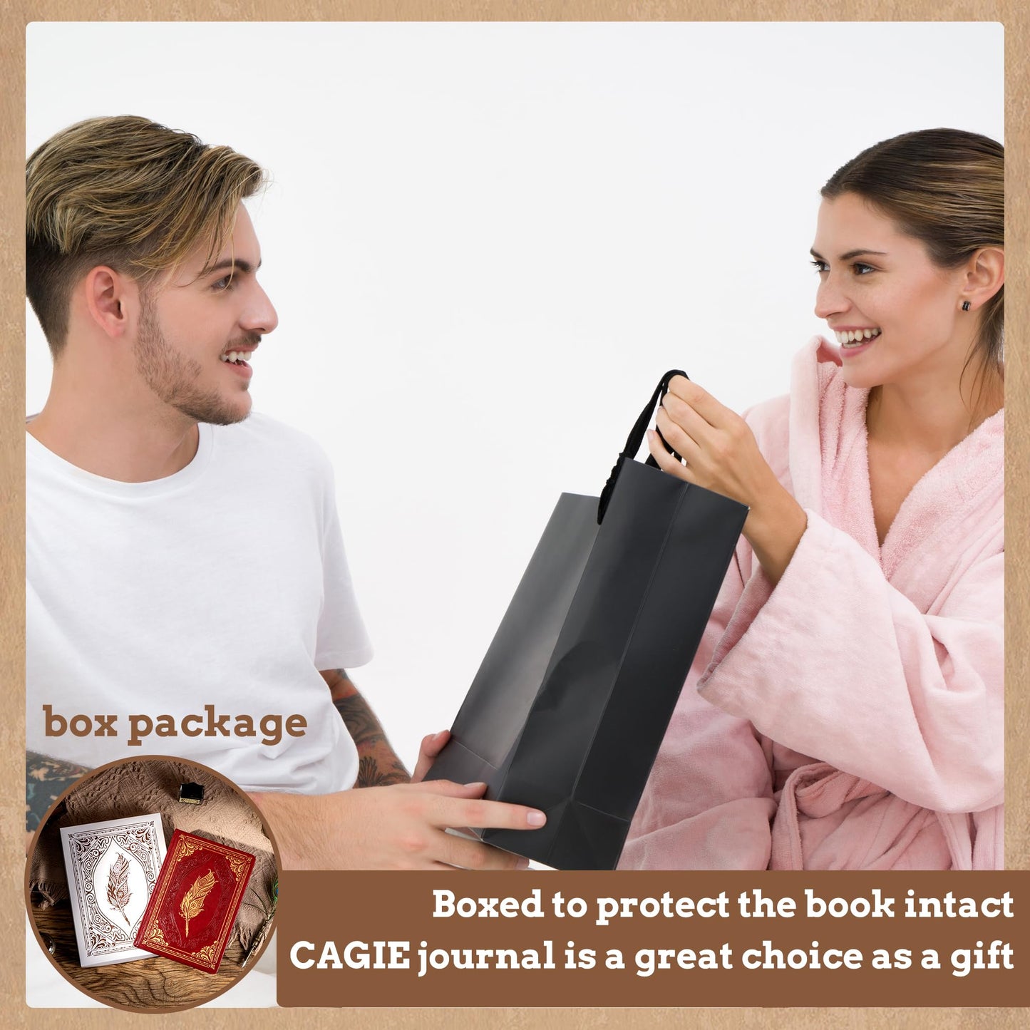 CAGIE 320 Pages Thick Hardcover Journaling Notebooks Vintage Leather Journal for Women Men A5 College Ruled Journals for Writing with Gift Box, 5.7 x 8.3 in, Red