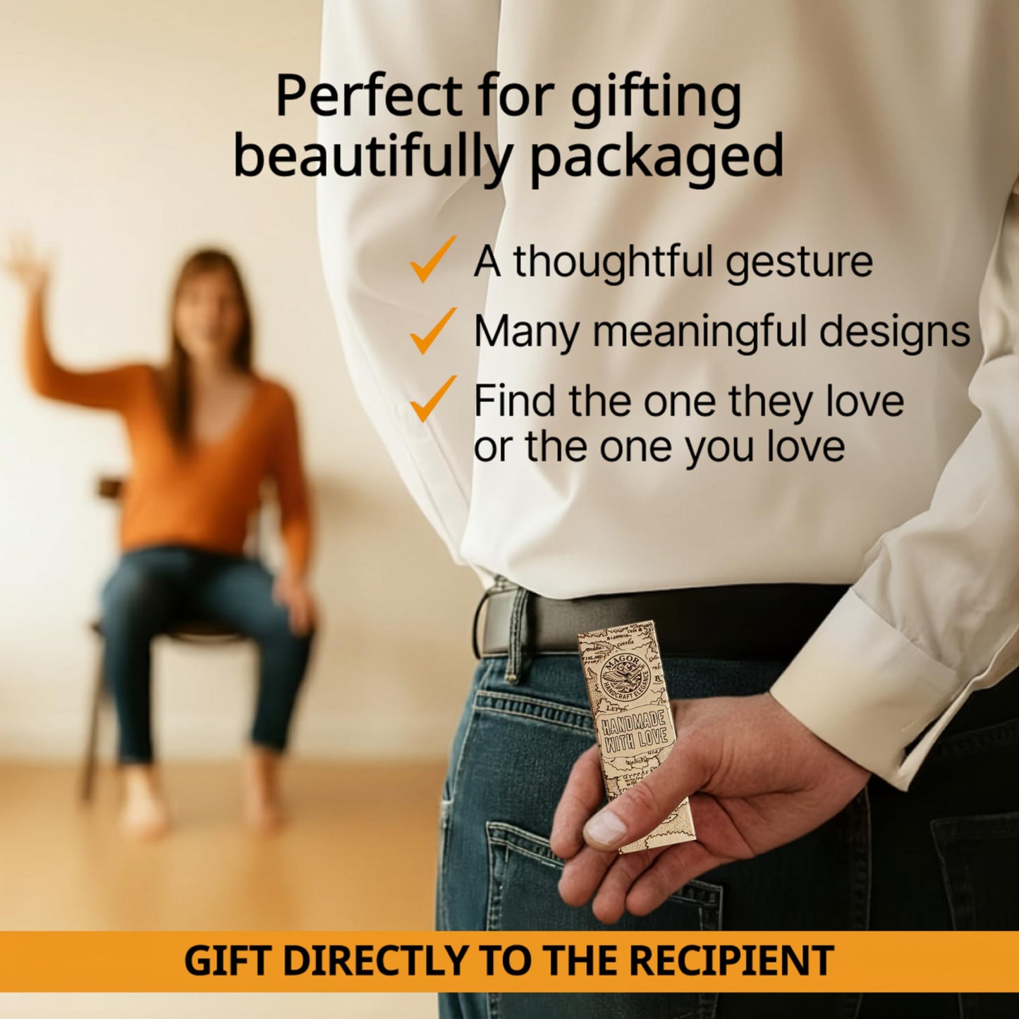 MAGOR Handmade Full Grain Leather Keychain Personalised Keychain for Men Women Car Key Ring Gift for Him Her Dad Mom Premium Brown Leather Keyring Hot Embossed Design (Heart)