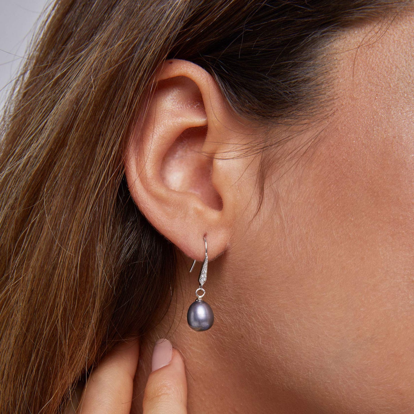 Black Freshwater Pearl Earrings Dangle Drop Earrings Sterling Silver Accented Fine Jewelry For Women
