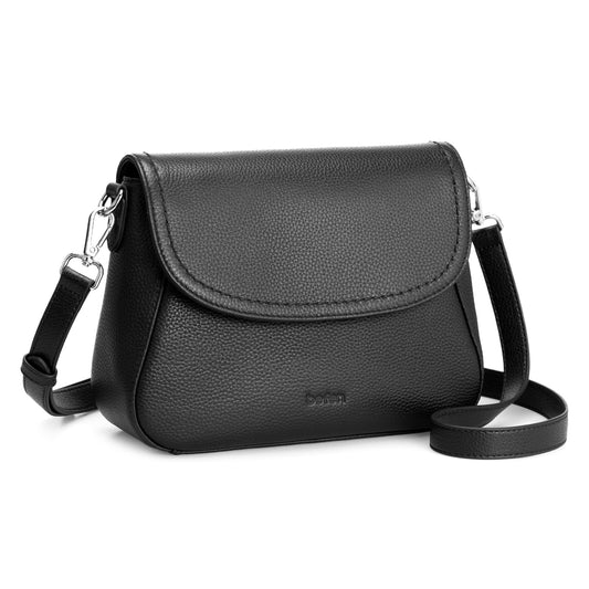befen Black Crossbody Leather Purse for Women Small Real Genuine Leather Shoulder Bags with RFID Blocking, Saddle Bag Purses for Women 2026 Summer Cross Body Handbags for Daily Travel
