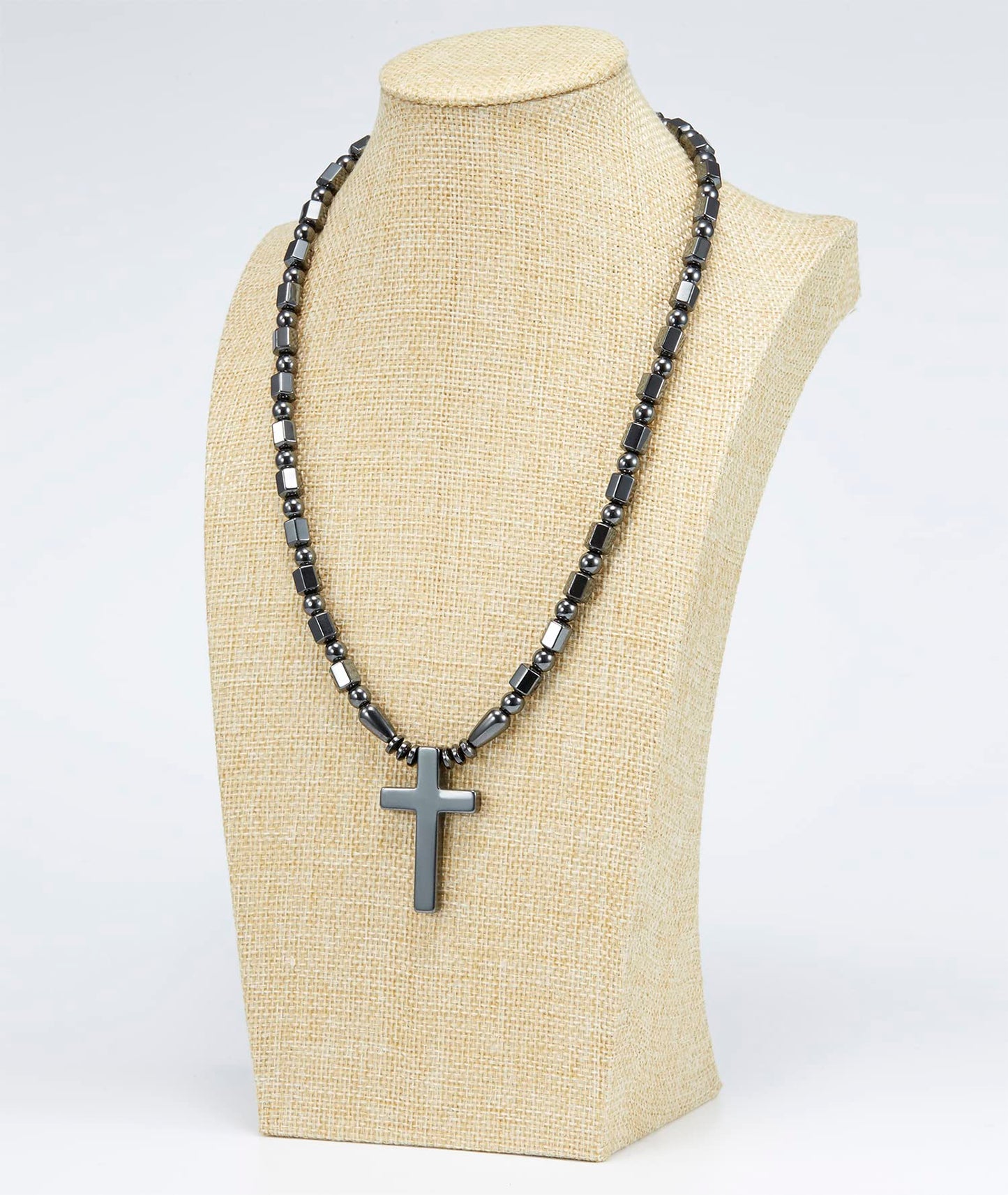 Jiajiazi 5A hematite magnetic therapy Cross pendant necklace for men and women, magnetic bead stone healing Jewelry 20” length unisex
