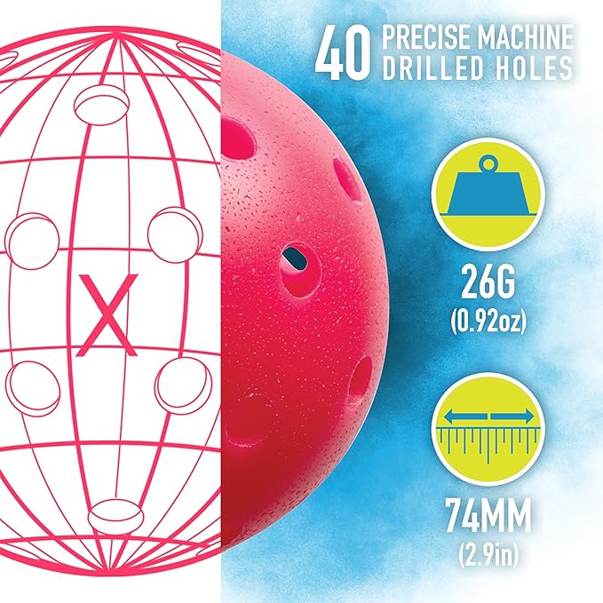 Franklin Sports X-40 Outdoor Pickleballs - Official Ball of USA Pickleball, APP Tour + US Open - Regulation Size