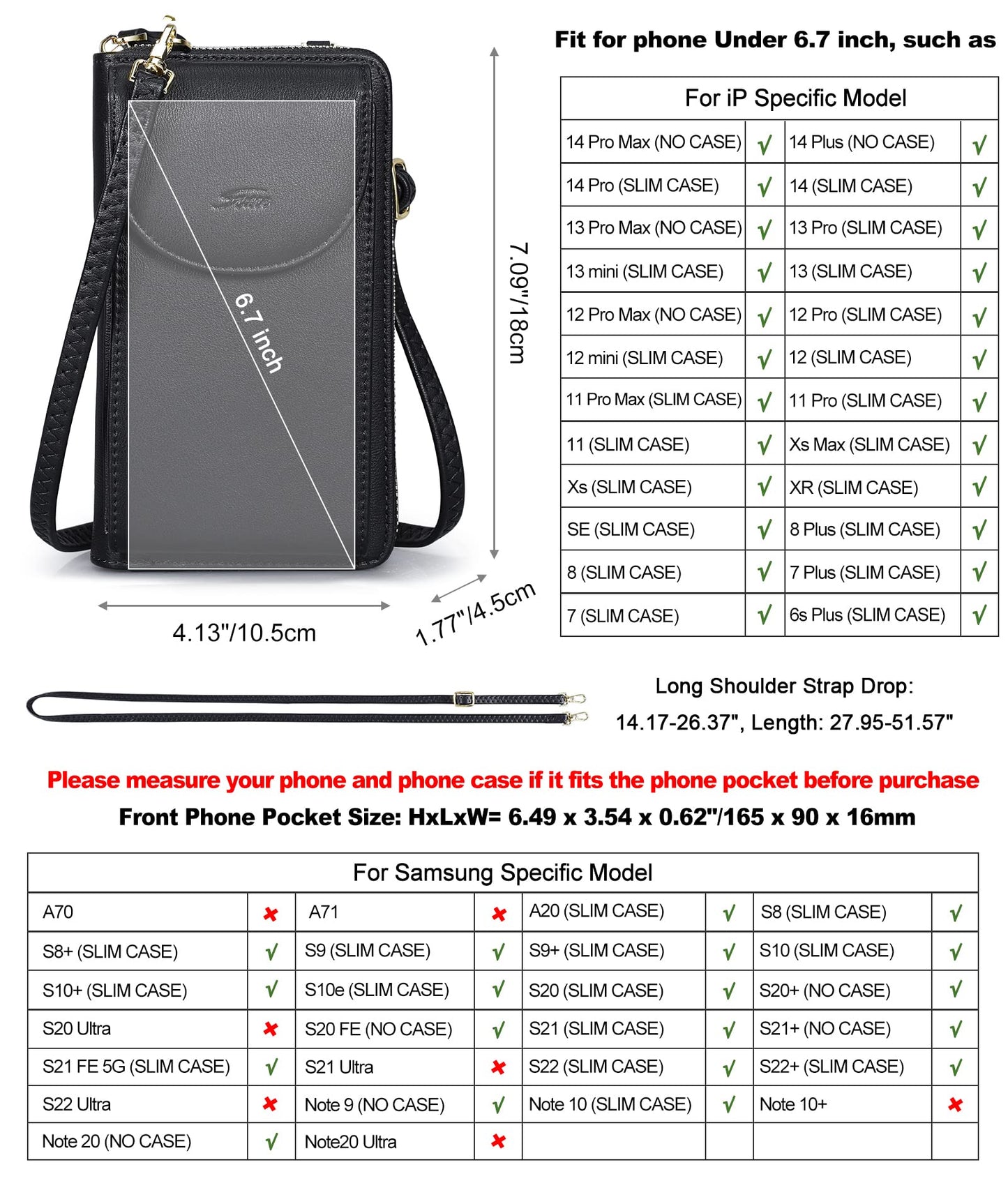 S-ZONE Small Crossbody Bags for Women Cell Phone Purse RFID Blocking Wallet Purses with Credit Card Slots