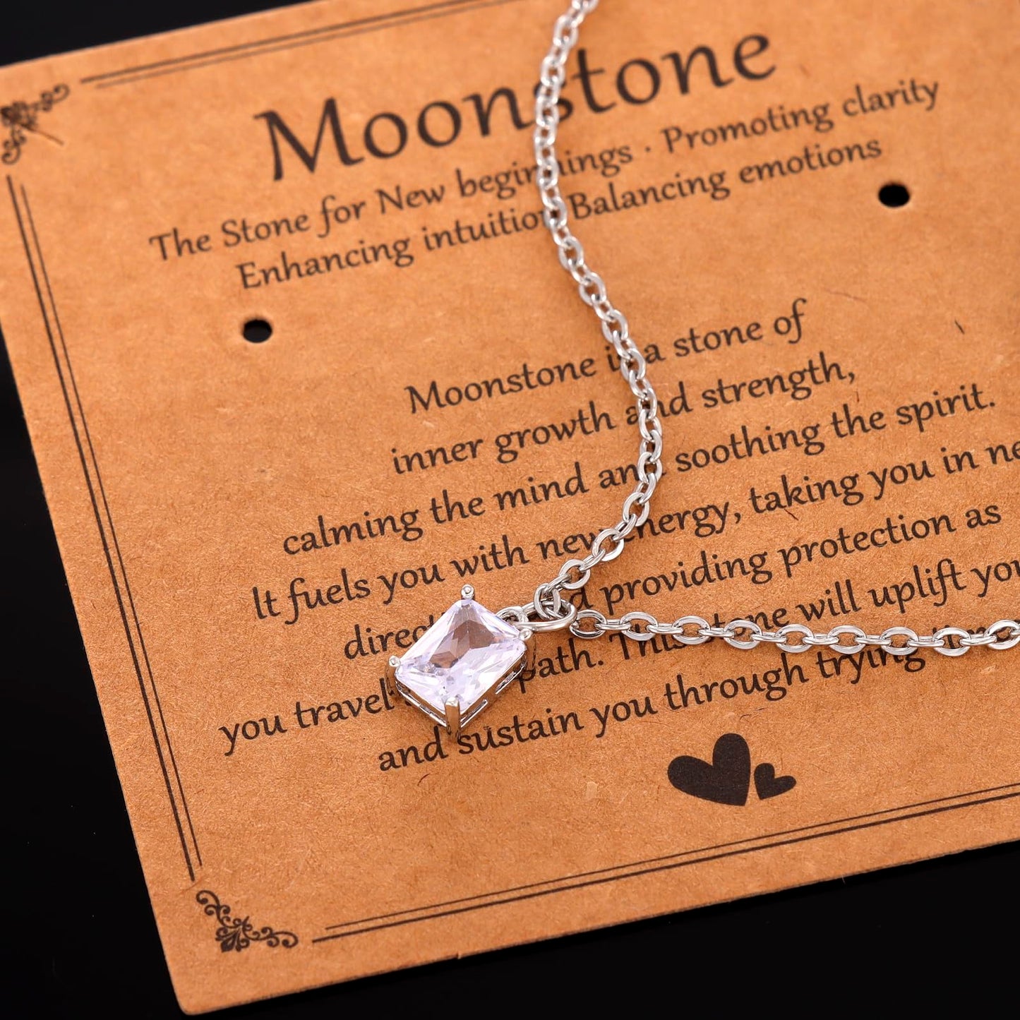 Kivosliviz Moonstone Necklace for Women Her Friends Couple Mom New Beginnings Jewelry Healing Crystal Necklace