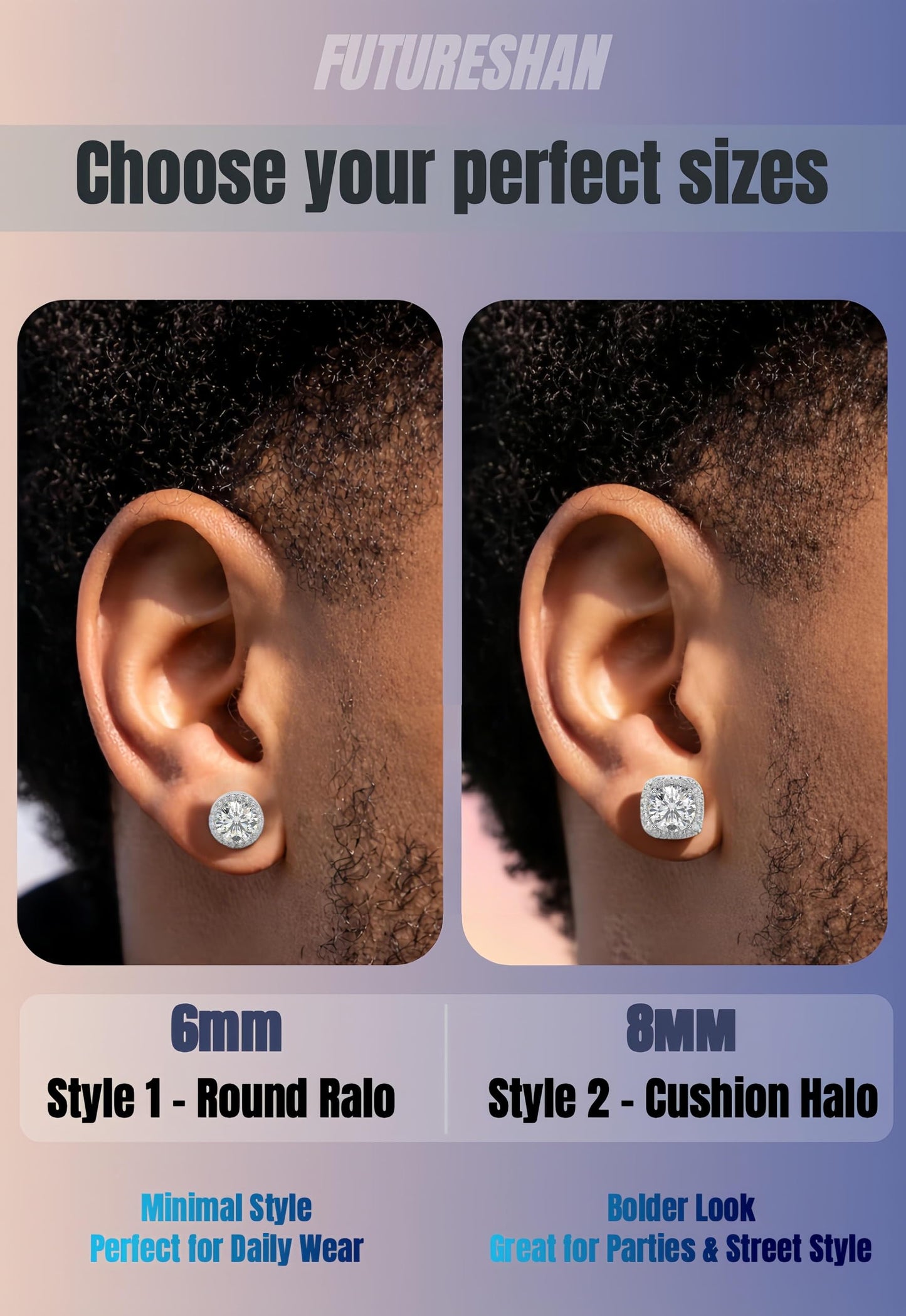 2 Pairs Magnetic Earrings for Men Clip On Fake Earrings Non Pierced, Stainless Steel Magnet Nose Stud Piercings for Women, 8MM, Silver Color