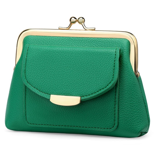 SENDEFN Kiss Lock Coin Purse Pouch for Women Small Change Pocket Wallet with 2 Credit Card Slot