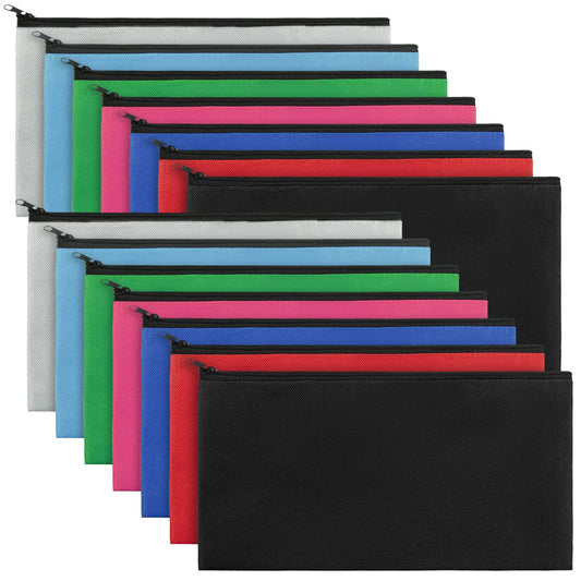Teling 14 Pack Money Bank Bags with Zipper Security Deposit Money Pouch for Cash with Zipper Multicolor Register Bags Oxford Utility Pouch for Cash Coin Men Women, 11 x 6 Inch(Bright Color)