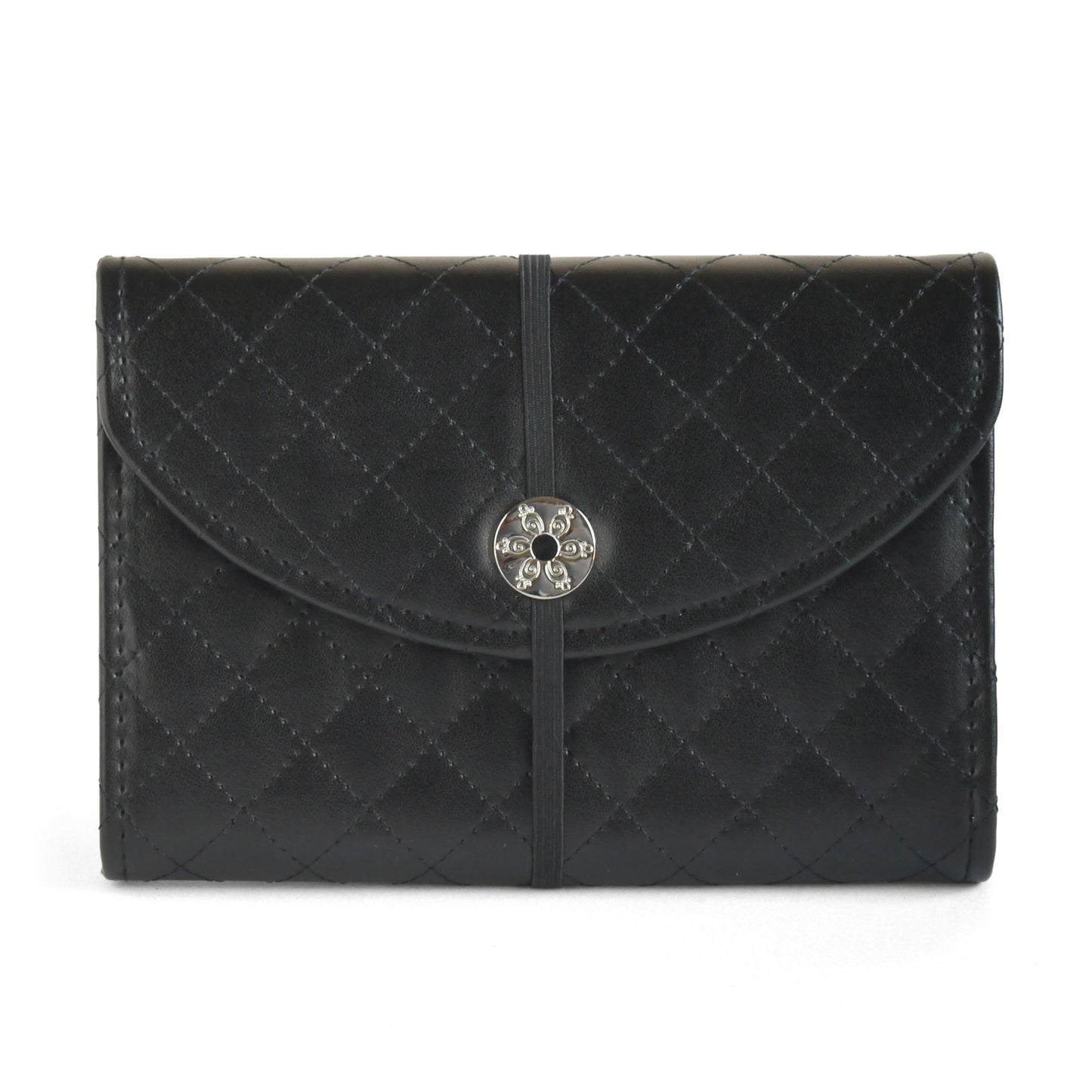 Black Faux Leather 13-Pocket Coupon, Photo, Recipe & Receipt Organizer (Quilted)