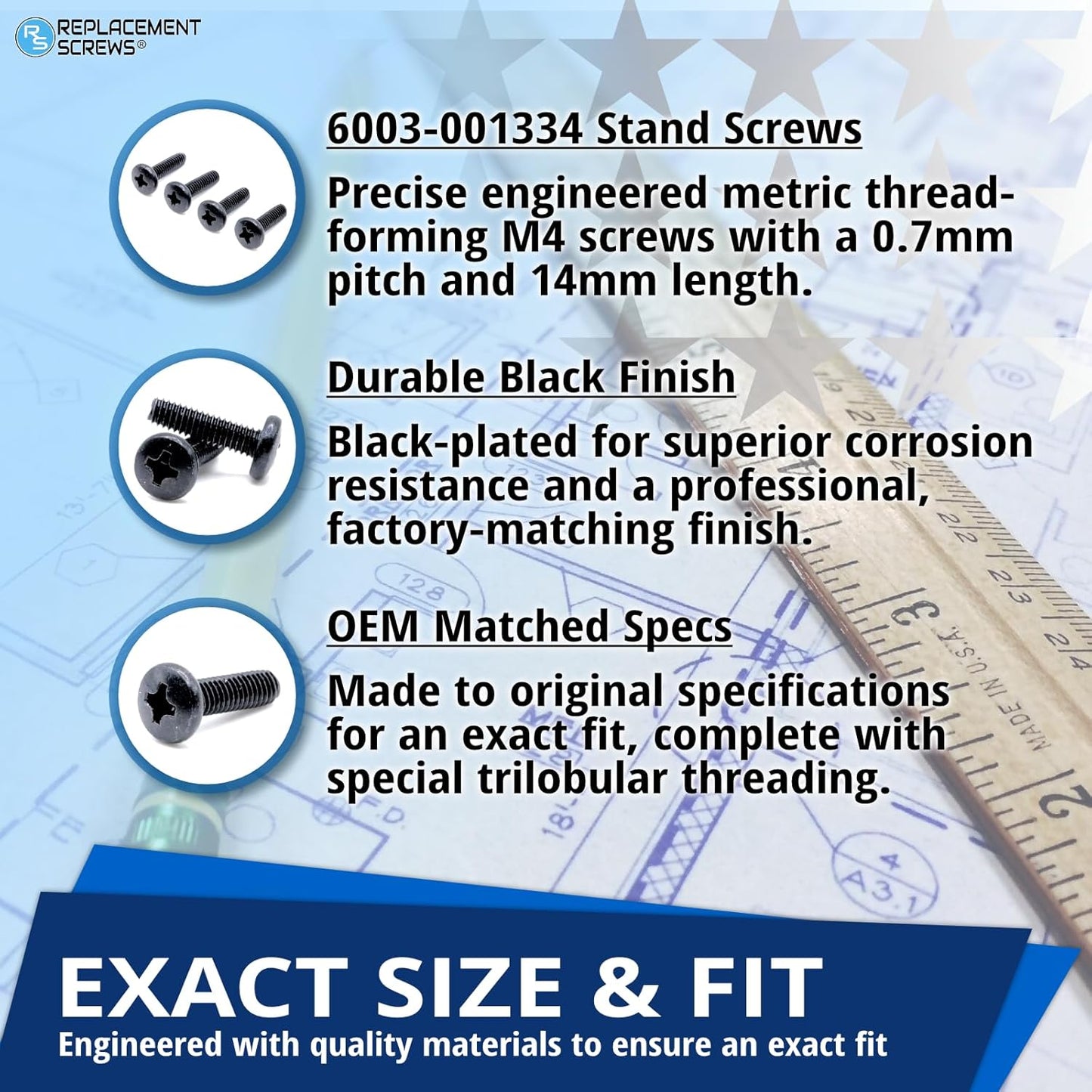 ReplacementScrews 6003-001334 (M4XL14) (8) TV Stand Screws Compatible with Samsung