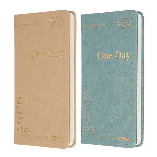 PATIKIL 2Pcs Planner Notebook, 7 x 3.8" 96 Sheets Undated Daily Planner Pocket to Do List Daily Weekly Goals Notebook for Office Home Study Work Time Management Habit Tracker, Green, Brown