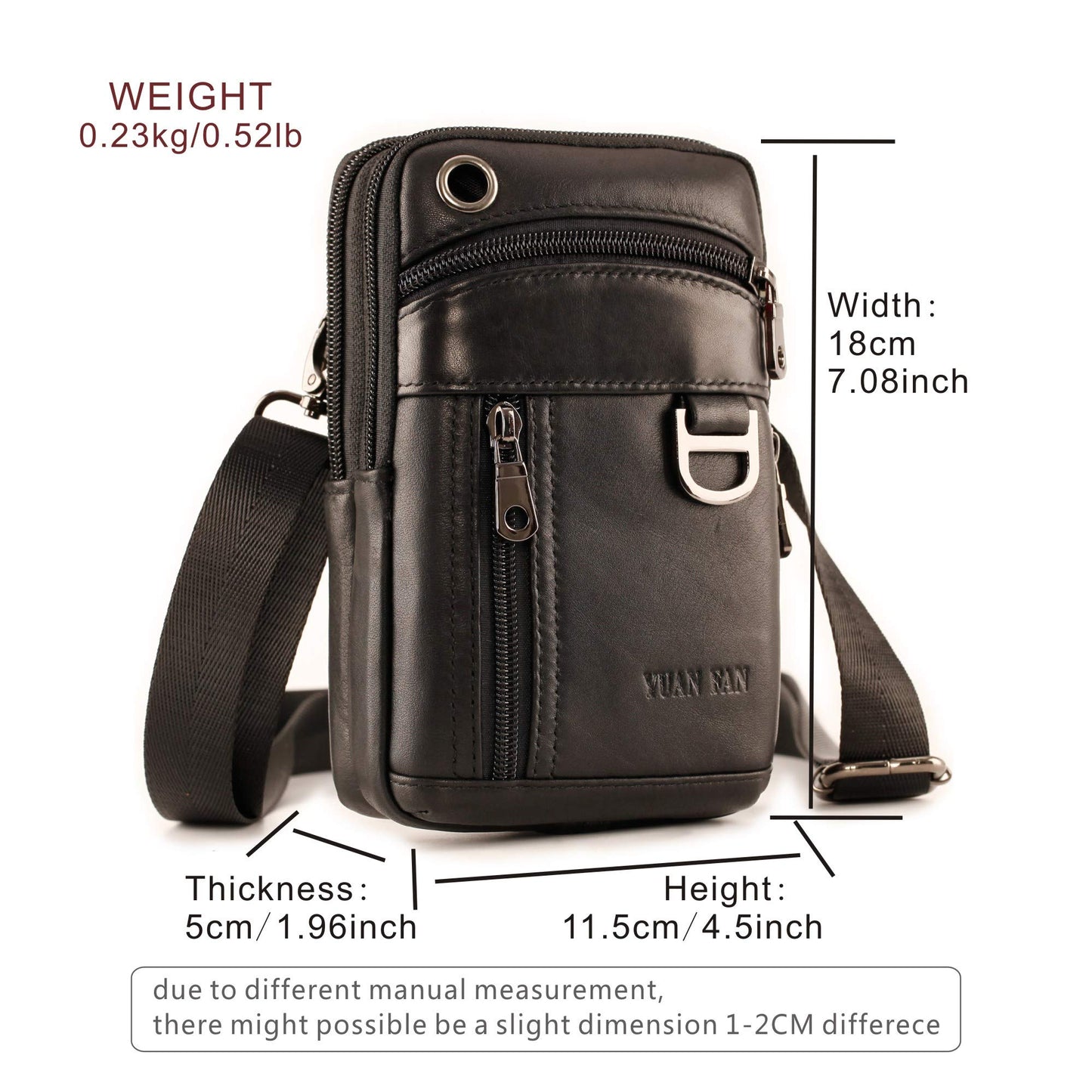 Small Mens Leather Satchel Cell Phone Holster,Vertical Belt Clip Cellphone Pouch,Purse Waist Bag Fanny Pack Compatible with Google,Zipper Phone Bag for Work,Hike