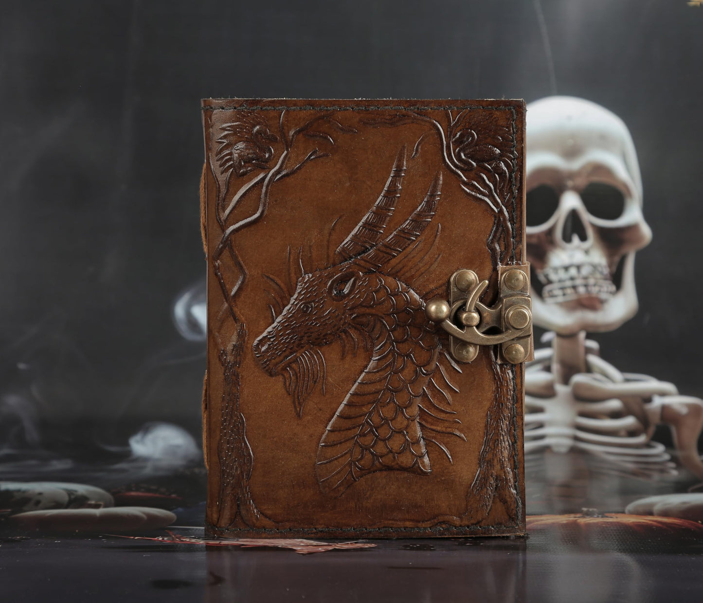 Shaista Handicraft Embossed leather bound journal dragon game of thrones diary with clasp lock vintage perfect notebook blank book of shadows unlined paper sketchbook 7x5 Inch