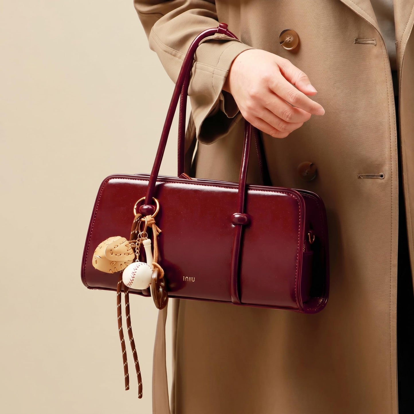 RTPRTP Burgundy Purse for Women, Small Faux Leather Top Handle Satchel Handbag with Detachable Crossbody Strap, Vintage Shoulder Bag for Everyday, Date Night and Travel(burgundy)
