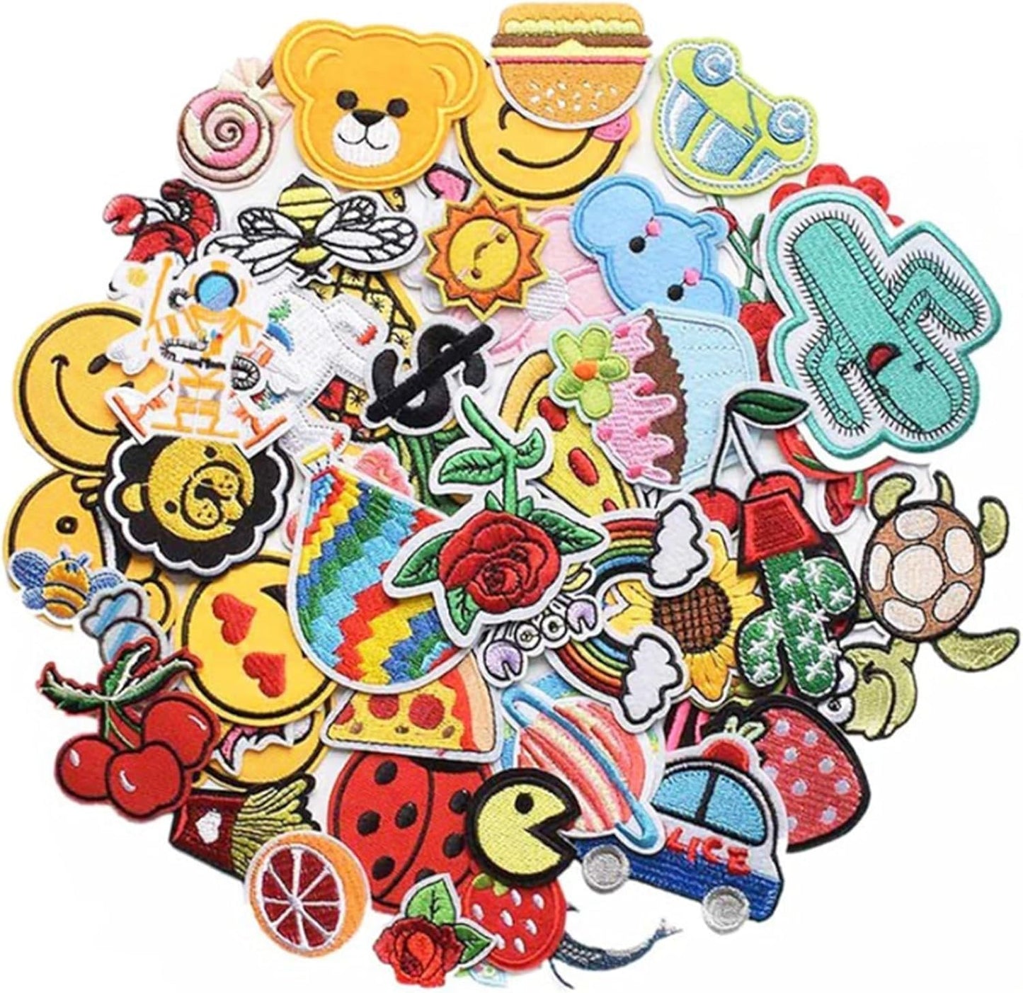 BoAn 60 Pcs Random Assorted Styles Embroidered Iron on Patches for Clothes, DIY Craft Patches for Hats, Backpacks, Jean, Jackets, Dress