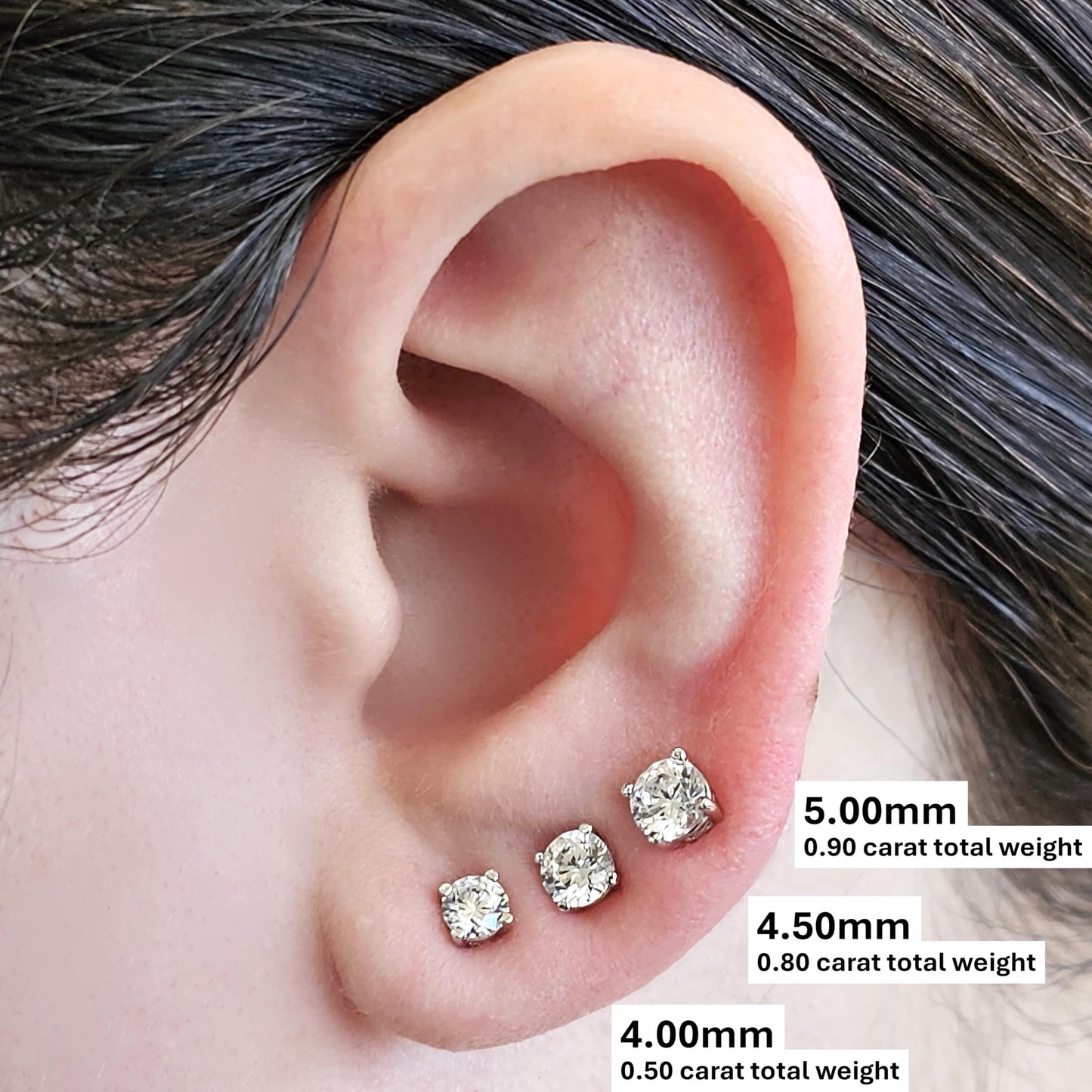 Central Diamond Center 14K Solid Gold Post & Sterling Silver Made with Swarovski 4 Prong CZ Stud Earrings - Rose Gold Plated - 4.0mm - 0.50cttw