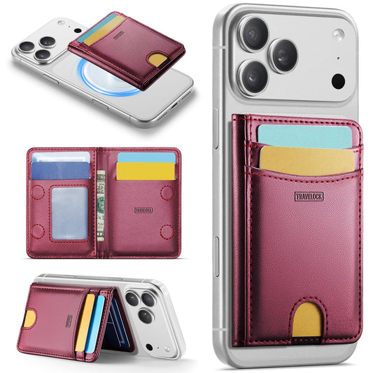travelock for Magsafe RFID Anti-Theft Phone Wallet, Magnetic Desktop Phone Stand, Ultra-Thin Business Travel Leather Textured Card Holder, for All iPhones, Samsung, Galaxy Phones and Phone Cases.
