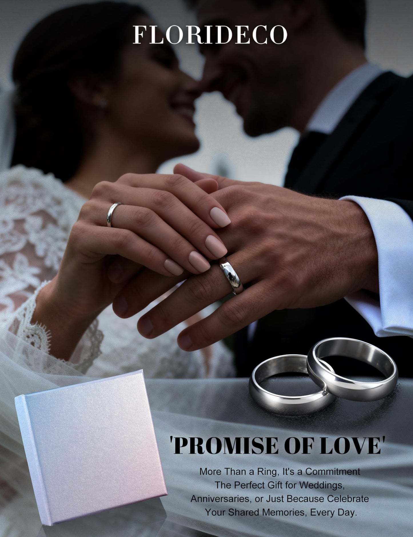 Florideco 8mm Stainless Steel Ring Wedding Bands for Women Mens Ring Wedding Band Plain Dome High Polished Size 7