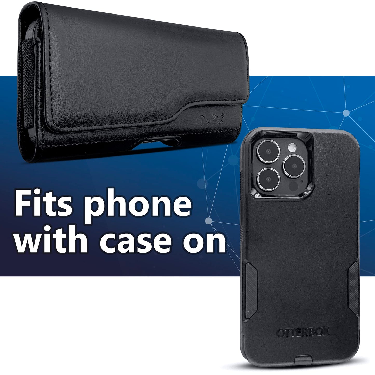 DeBin Holster for Samsung Galaxy S25+ S24+Plus 5G, S23+ S22+ S21+ S20+ S10+ S9+ S23 FE, Cell Phone Belt Holder Case with Clip, ID Credit Card Slot Pouch for Men (Fits Phone with Case on) Black