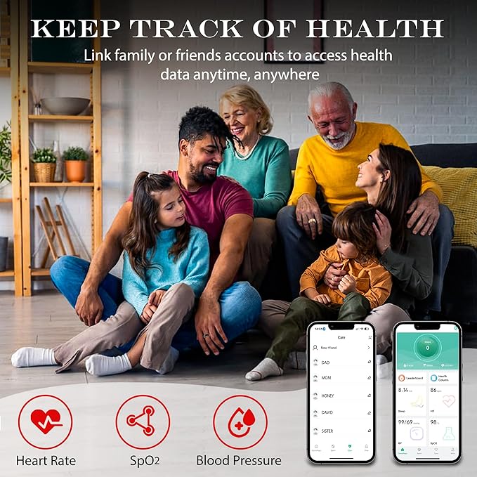 Smart Health Ring for Women Men Fitness Tracker with Heart Rate, Blood Oxygen, Blood Pressure, Sleep Monitoring, Step Counting, IP68 Waterproof for iPhone and Android, No Subscription Fee, Silver 9
