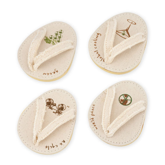 Drinkwear 4-Piece Go Green Flip Flop Coasters for Wine, Beer and Cocktail
