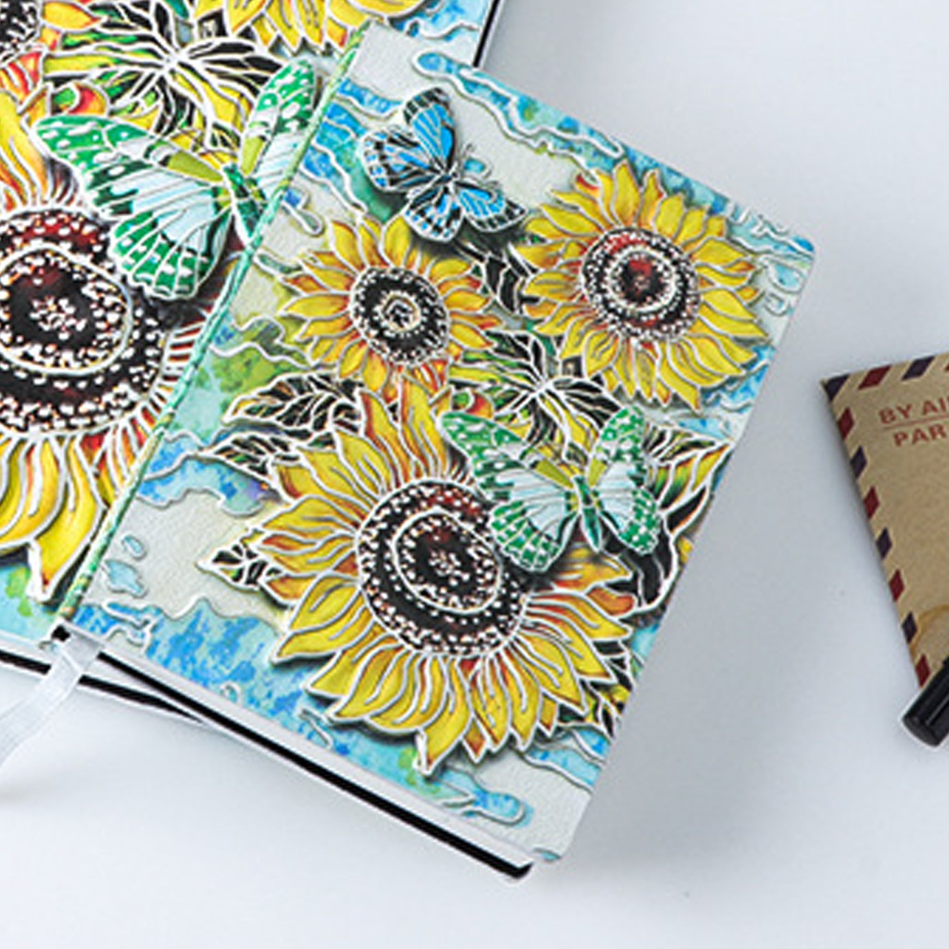 Felice Ann A5 Sunflower Embossed Faux Leather Cover Notebook Journal Writing Notepad Diary 100 Sheets