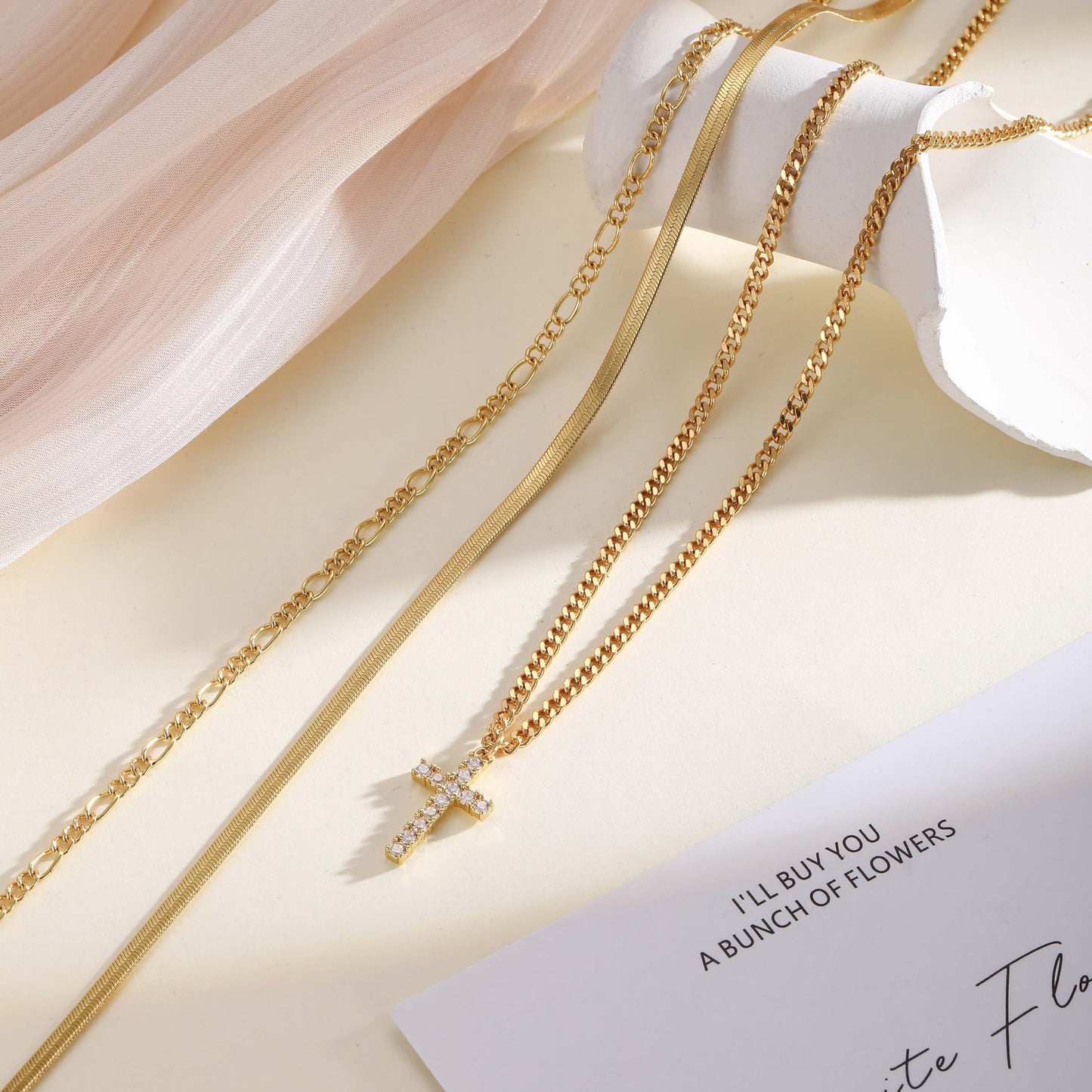Nancomy Layered Gold Cross Necklaces for Women, Stack Stackable 14K Gold Plated Cubic Zirconia Pendant Necklace Set Dainty Choker Layering Necklaces for Women Faith Jewelry Religious Gifts