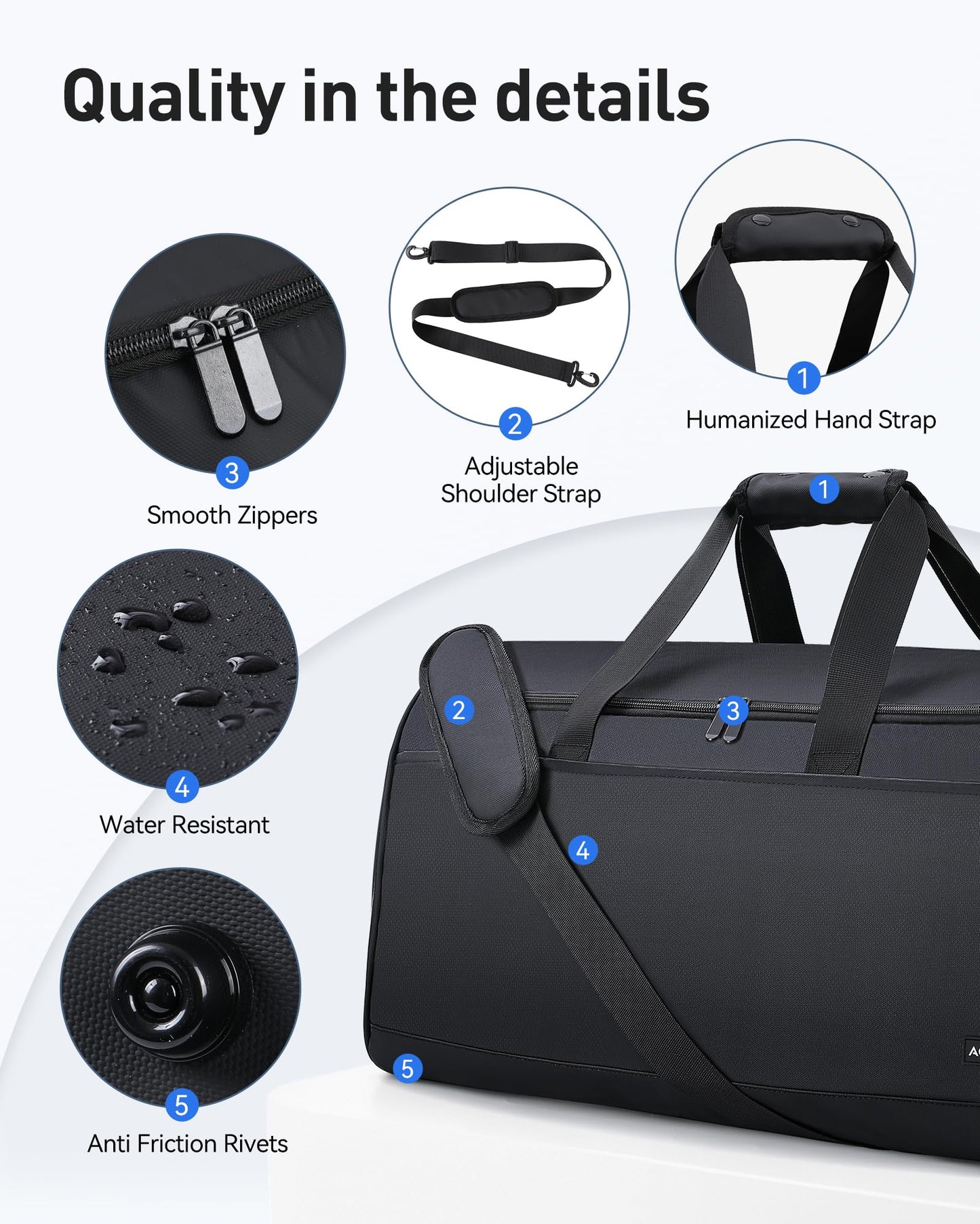 Convertible Travel Garment Bag, Carry on Garment Duffel Bag, 2 in 1 Hanging Dress Suitcase Suit Travel Bags for Business Trips with Shoe Compartment & Multiple Pockets, AGPTEK (Black)