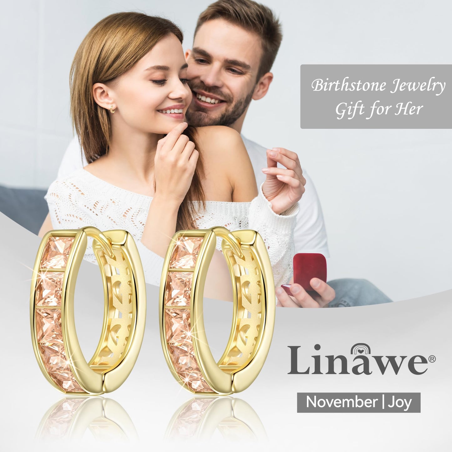 Linawe Gold Hoop Earrings for Women - Moissanite Huggie, Small Cubic Zirconia Mini, Cartilage Cuff Preppy, Safety Pin Flat Back - Trendy Yellow Earrings
