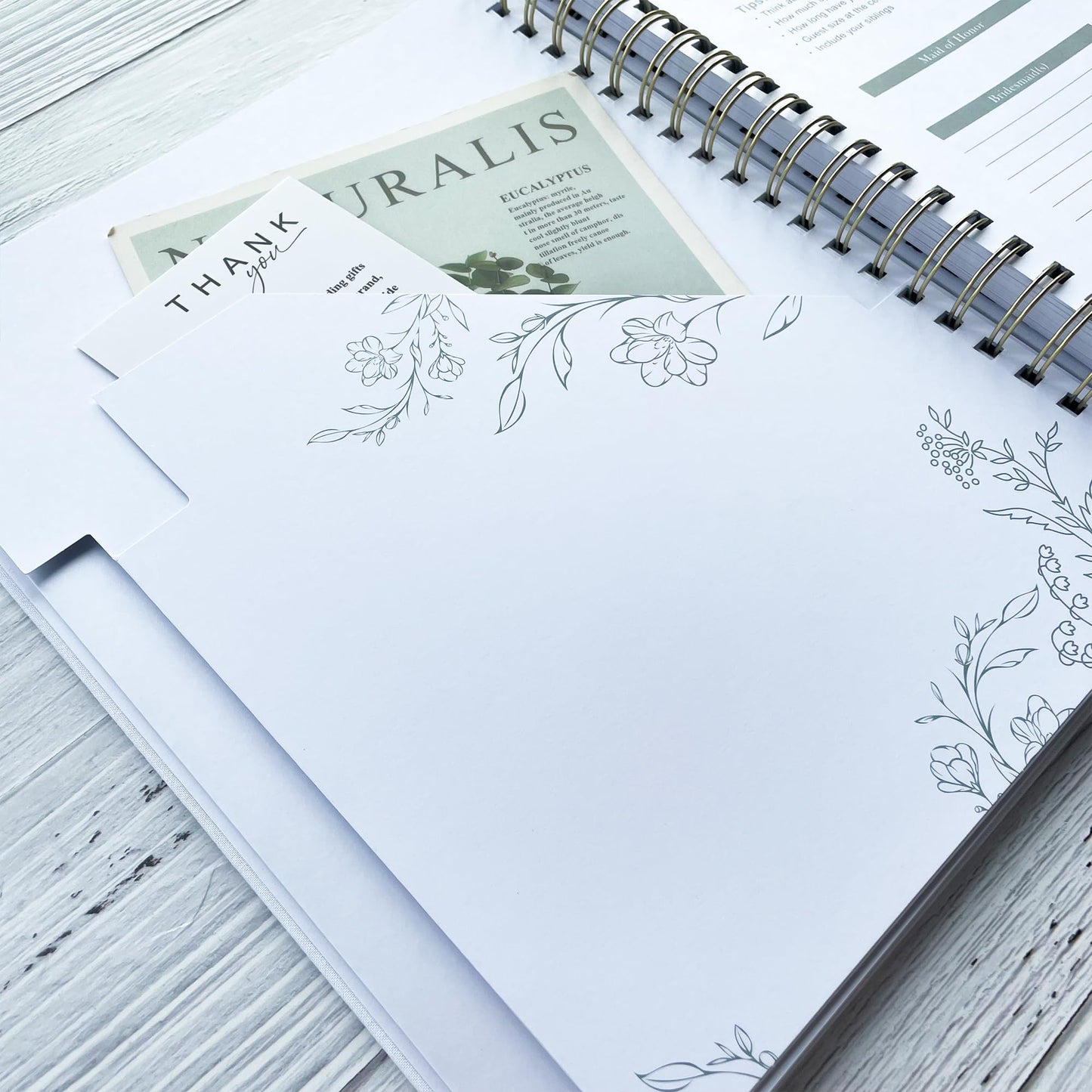Bride Squad Wedding Planner Book and Organizer | Bridal Wedding Planner Book with Countdown Calendar & Checklists | A Meaningful Engagement Gifts for Couples, Green & White Floral