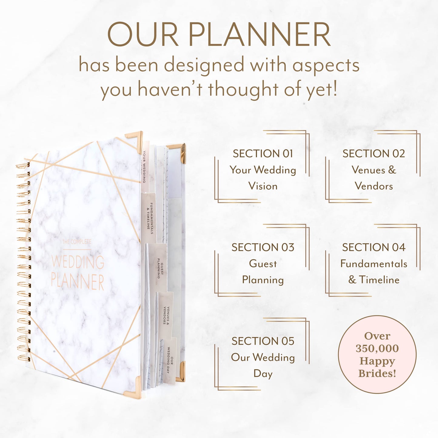 Your Perfect Day Wedding Planner Book and Organizer - Wedding Planner Book - Bridal Planning Binder with Countdown Calendar - Bride Gifts, Bridal Stuff, Notebook, Journal (MARBLED)