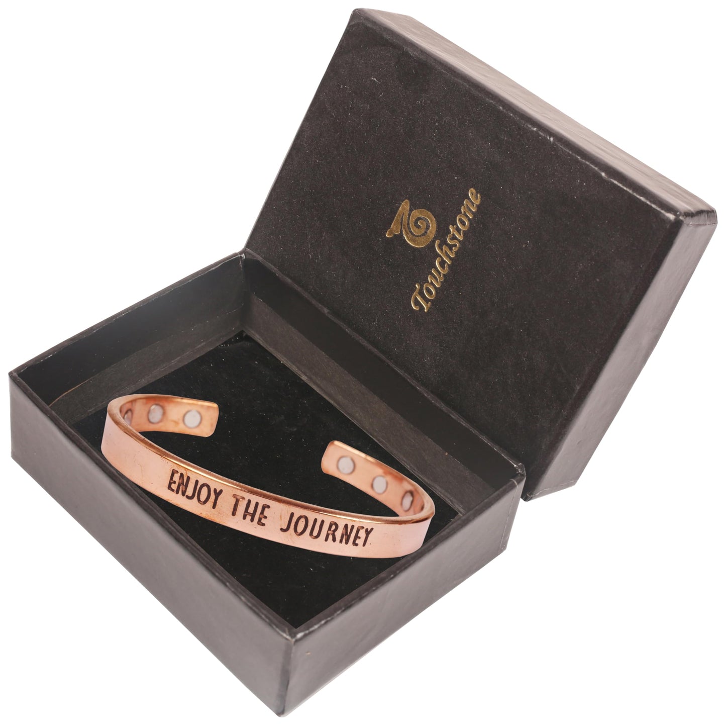 Touchstone Inspirational Copper Engraved Magnetic Bracelets for Women-Personalized Jewelry Gifts for Best Friend/Mom/Daughter/Sister - Adjustable Bracelet in a Gift Box Enjoy The Journey