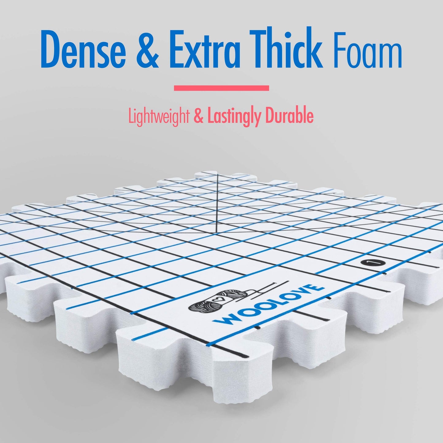 Extra Thick Blocking Mats for Wet and Steam Blocking - Includes Pack of 9, 100 T Pins, 10 Pin Blocker and Storage Bag