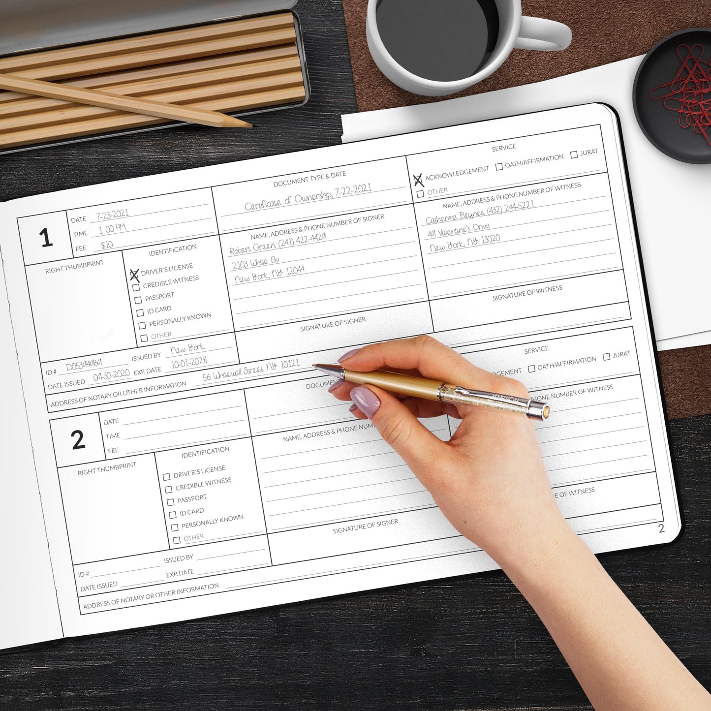 Skyline Notary Journal – Official Notary Public Record Book with Numbered Pages – Log Book for Notarial Acts & Records – Notary Supplies – 250 Entries, Hardcover, 10x7″ (Black)