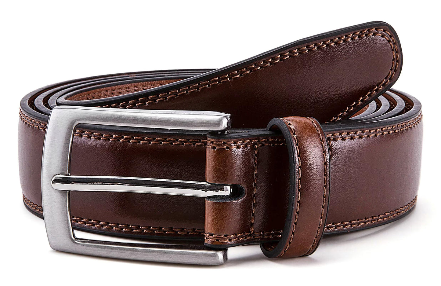 MILORDE Brown Belt for Men, Fashion & Classic Design for Dress and Causal (Size 34 (Waist 32), Burnt Umber)