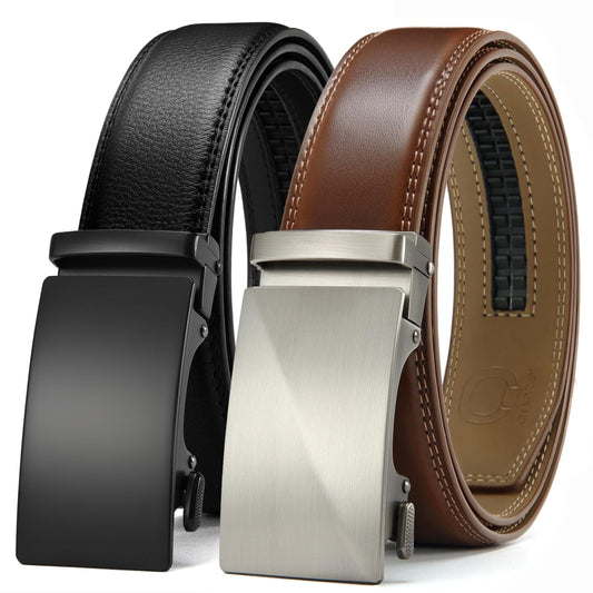 CHAOREN Leather Ratchet Belt Men 2 Pack - Customizable Fit, Effortless Style (35mm)