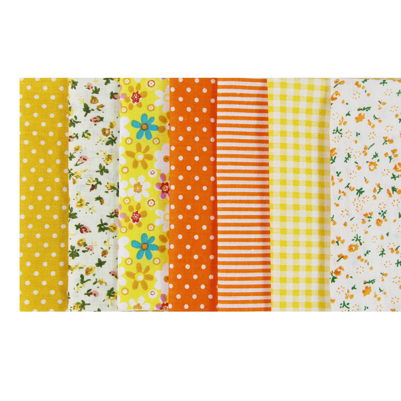 aufodara 7pcs 20” x 20” Cotton Fabric Squares Patchwork Bundle Making Supplies Quilting Weight 120 g/m² for Sewing Quilt DIY Artcraft Handwork (Yellow)