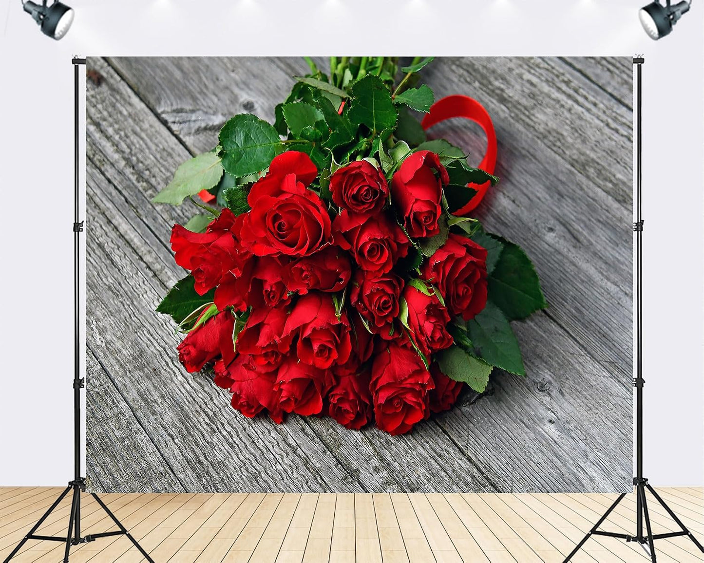 TryKid 5x3ft Romantic Red Rose Bouquet Backdrop Fresh Flower Gift Photography Background Valentine Day Wedding Party
