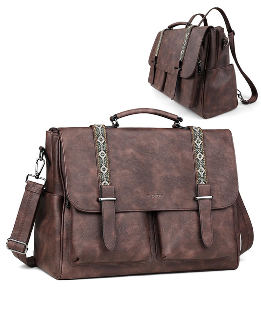 FADEON Messenger Bag for Women, Designer Leather Satchel Backpack Purses Large Laptop Briefcase Multi Pocket Shoulder Bags