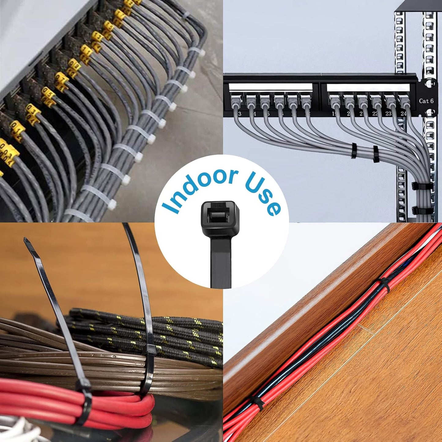 SKALON 8 inch (100 Pack), 40lbs Zip Ties Tensile Strength, Black Cable Ties, Wire Ties for indoor and outdoor use, by