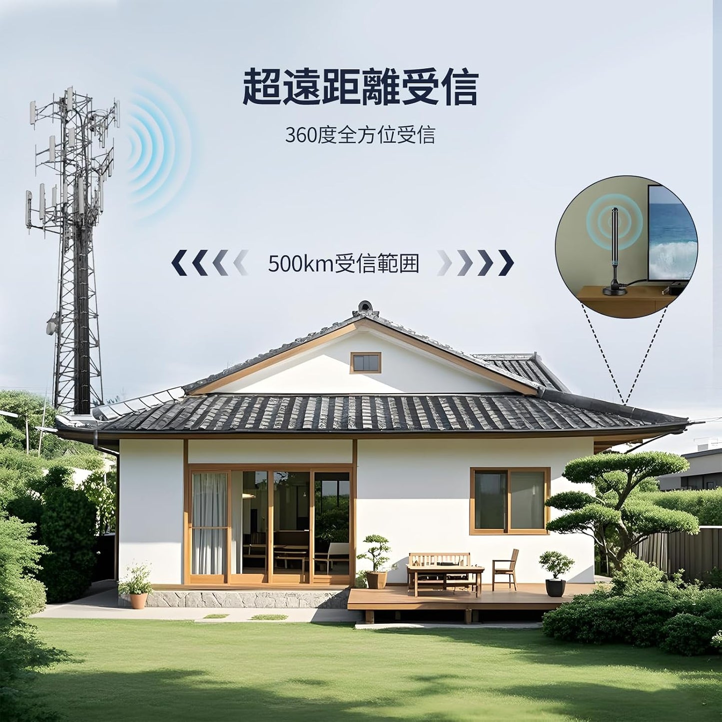 Misswowo Indoor & Outdoor TV Antenna for Smart TV, Full Aluminum Alloy Body, May Help Receive More Local Channels