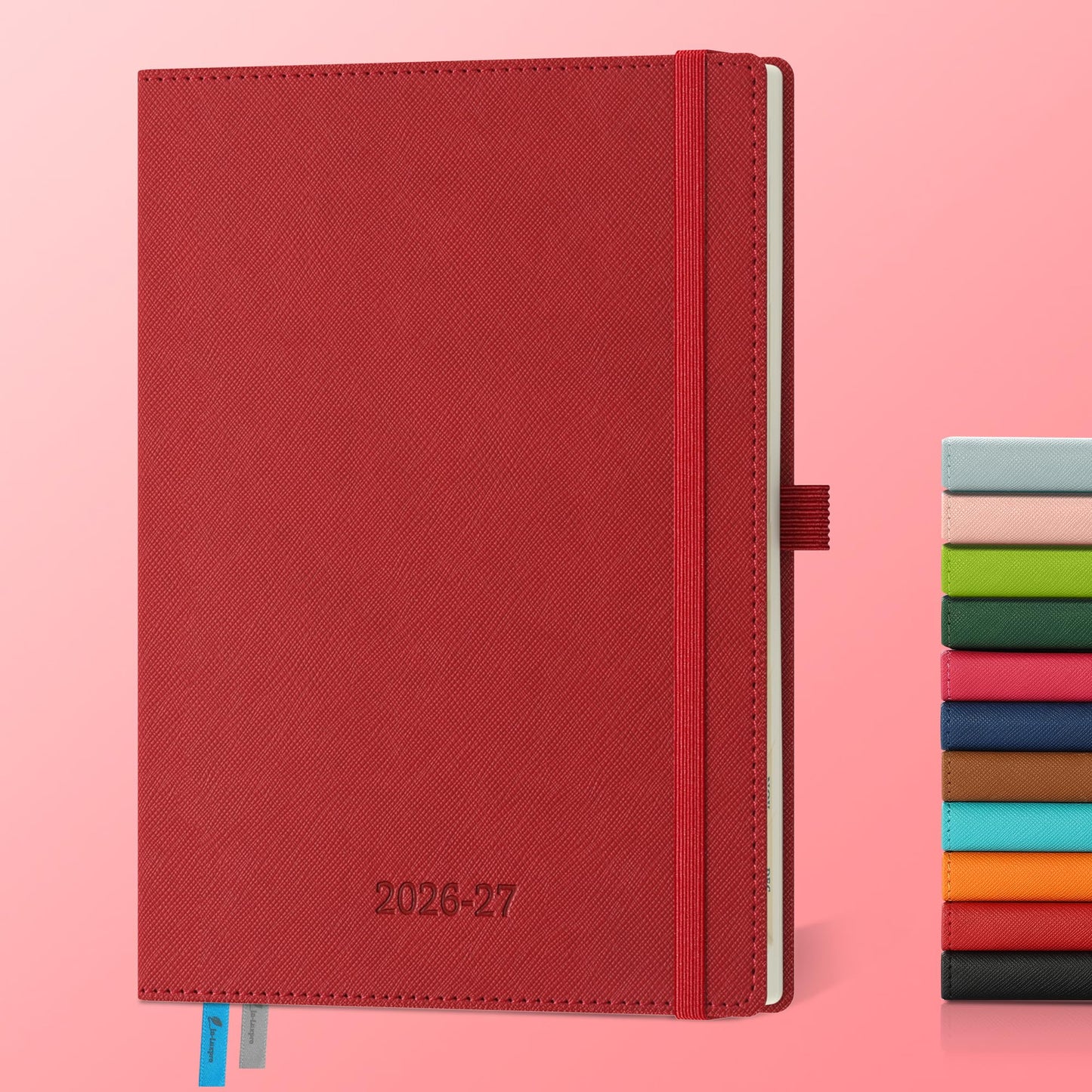 IN-LUXPRO Weekly Monthly 2026-2027 Planner (July 26-Dec 27),8.5"x6.5",18 Months Agenda Plan with Month Tabs & Pocket,Expenses/Note Pages, Academic Calendar with Vegan Leather Cover,Red