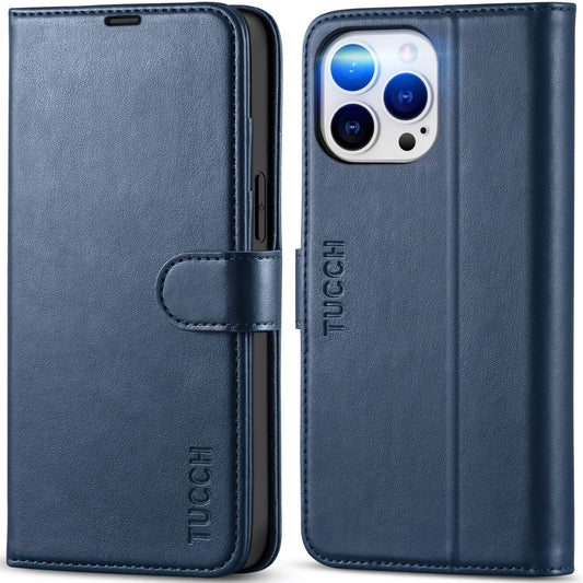 TUCCH Case for iPhone 14 Pro Max Case Wallet, [TPU Shockproof Inner Shell], PU Leather [RFID Blocking] 4 Card Holder Magnetic Stand Protective Cover Compatible with iPhone 14 Pro Max 6.7", Dark Blue