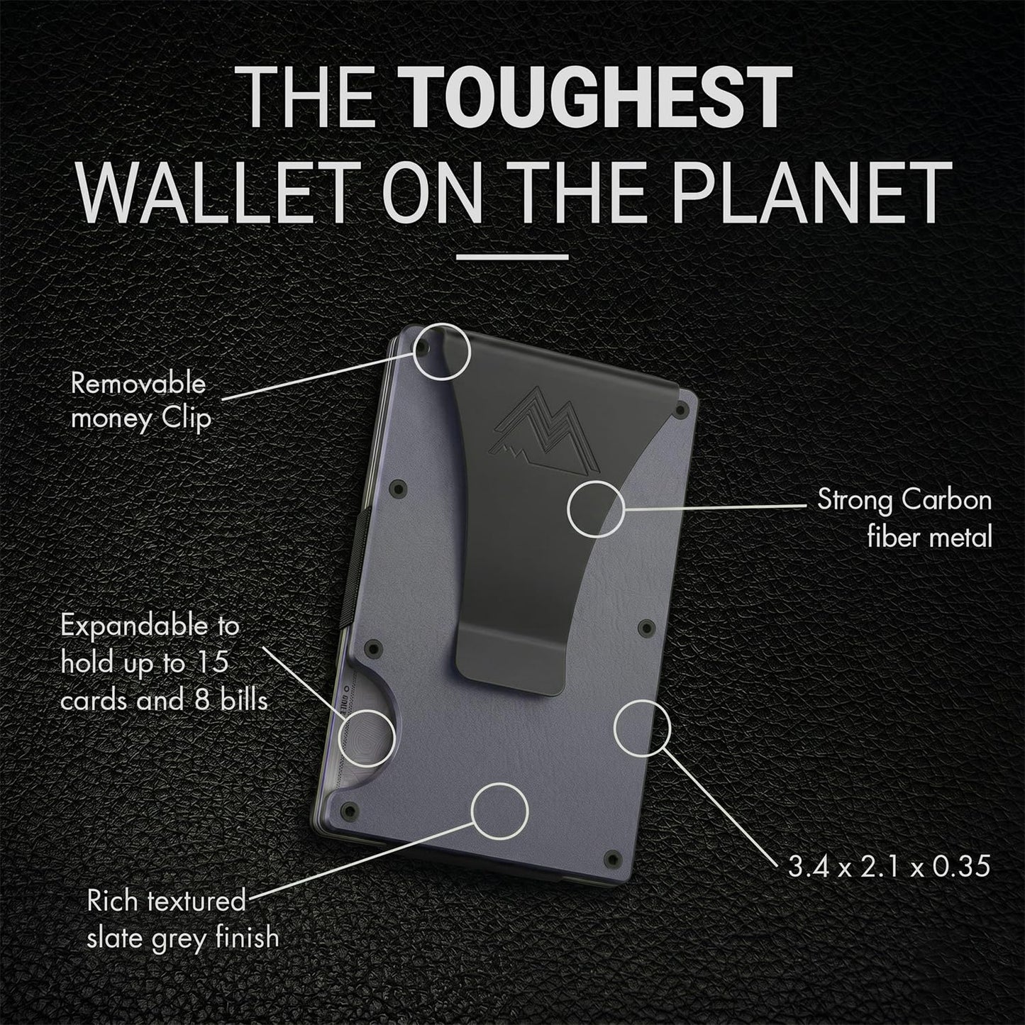 Mountain Voyage Co Minimalist Wallet for Men & Women - Slim RFID Wallet, Scratch Resistant, Credit Card Holder & Money Clip, Easily Removable Money & Cards, (Gunmetal Titanium)