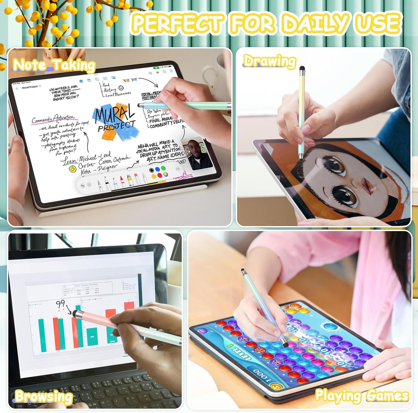 maylofi 3pcs, 2 1 blue-3pcs) Stylus Pens for Touch Screens in Stylus Pen Compatible with All Touch Screens (Gradient