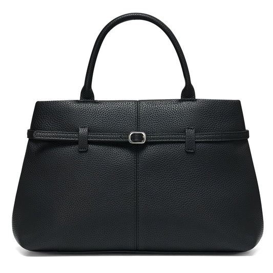 CHUNLI Satchel Purses for Women, Medium Crossbody Handbag with Detachable Shoulder Straps, Ladies Vegan Leather Top Handle Work Bags, Black