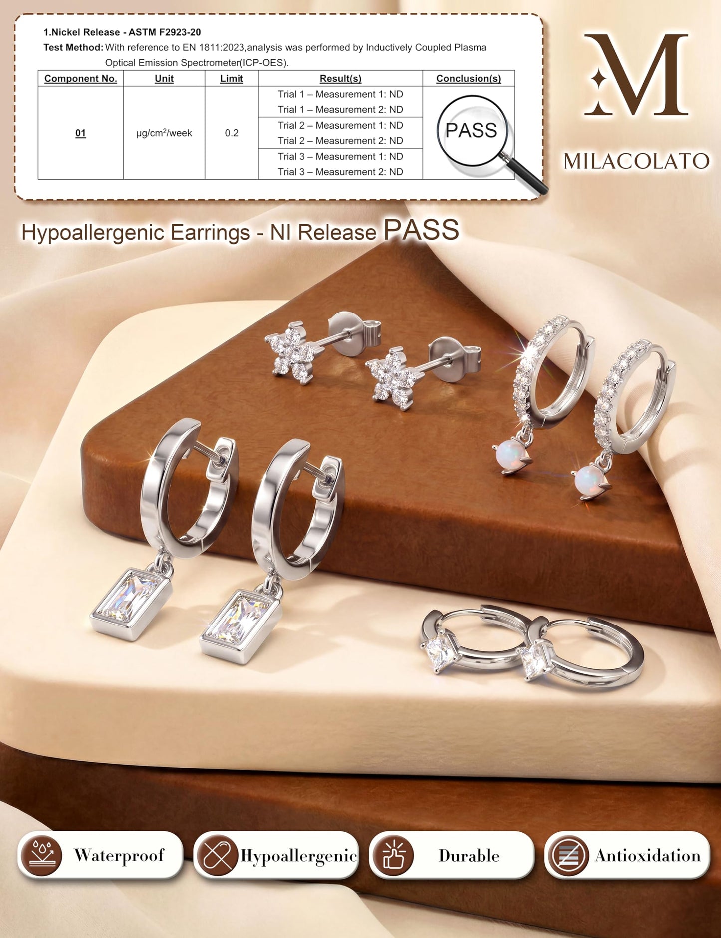 MILACOLATO 4 Pairs Silver Earrings for Women, Hypoallergenic Sterling Silver Filled Small Stud Hoop Earrings Set for Multiple Piercing, Dainty Lightweight Cartilage Huggie Earrings Stacks Trendy Jewelry Gifts, D