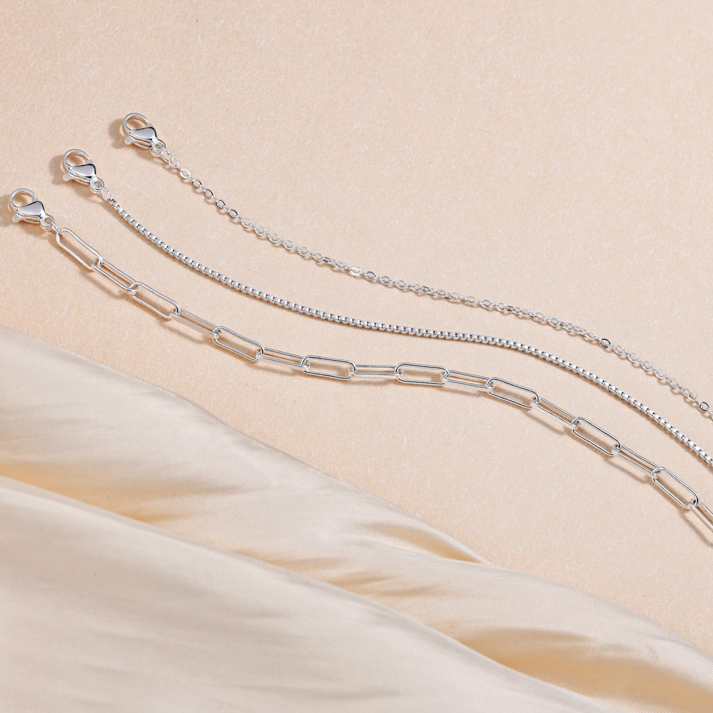 Freekiss Silver Necklace for Women: Layered 14K Silver Plated Necklaces Dainty Paperclip Box Chain Necklace Chunky Choker Necklace Set Silver Jewelry for Women Gifts
