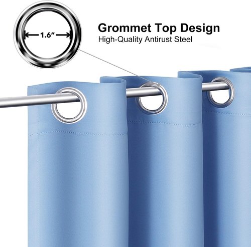ChrisDowa Grommet Blackout Curtains - Thermal Insulated Room Darkening Panels, Sky Blue, 42W x 63L