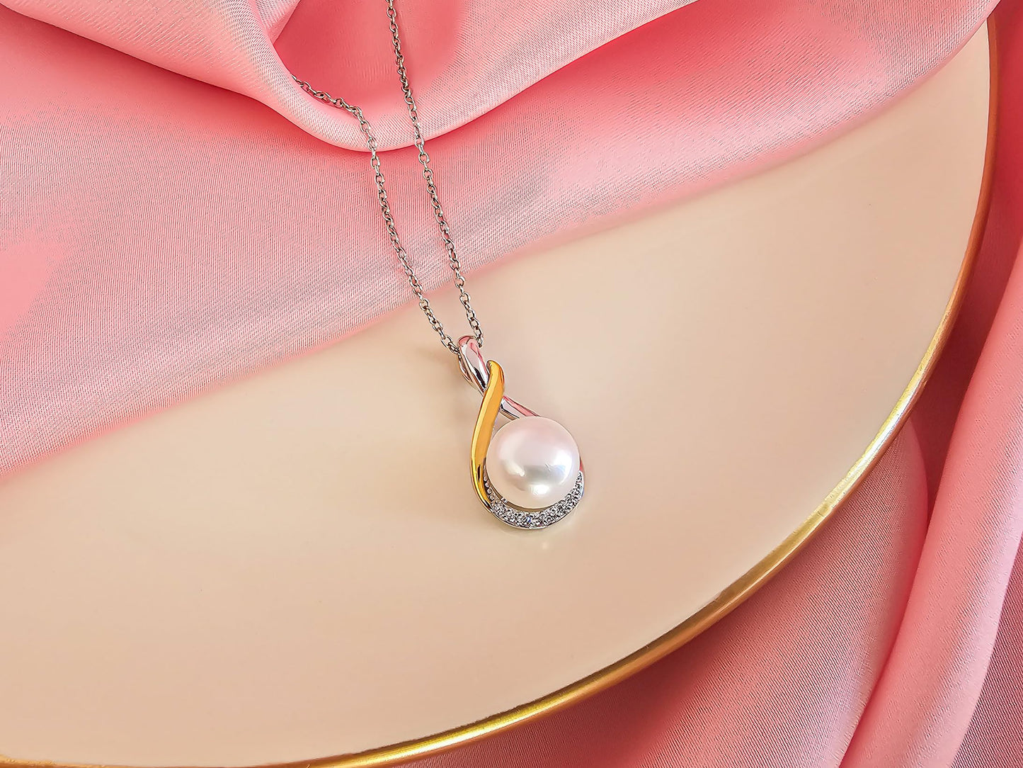 Gifts For Wife Wedding Anniversary - Mothers day gifts - AAA+ Real Pearl Necklaces For Women (18k Gold Plating 925 Sterling Silver) Mothers day necklace ideas Birthday Freshwater Pearl Necklace