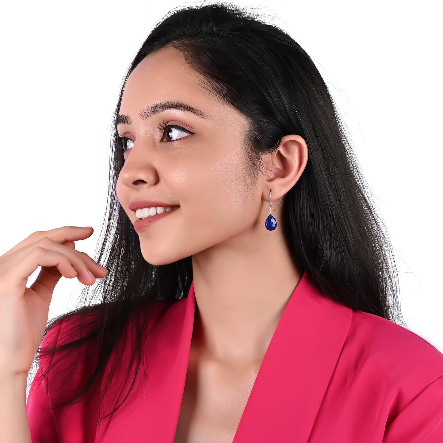 GEMINSPIRE Lapis Lazuli Pear Shape Tear Drop Earrings Suspended with Sterling Silver Lever Back Hoop, Elegant Handmade Dangling Earrings For Women, September Birthstone Jewelry